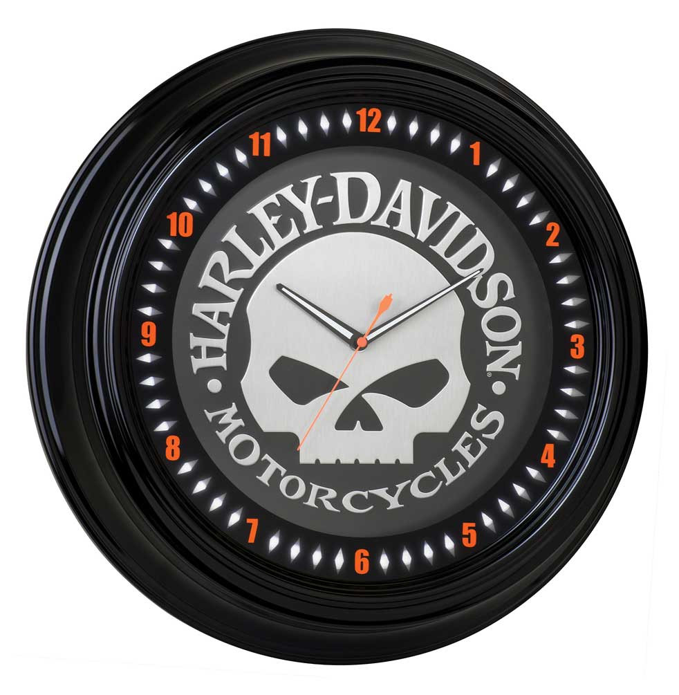 HarleyDavidson® Classic Willie G Skull White Neon Clock, 18 inch HDL