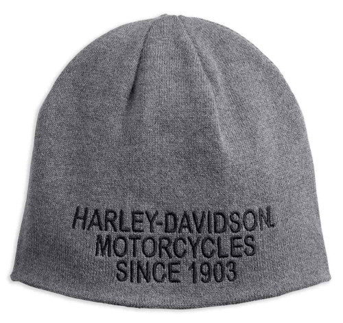 Harley-Davidson® Men's Reversible Striped Knit Beanie Hat, Black/Gray ...