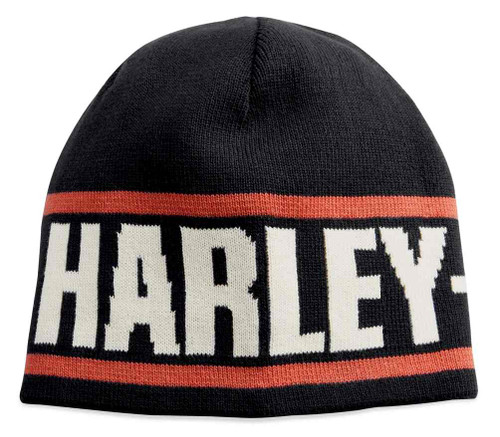 Harley-Davidson® Men's Reversible Cotton Knit Beanie Hat, Black 99431 ...