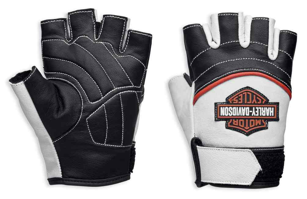 HarleyDavidson® Womens Whistler Bar & Shield Fingerless Gloves, White