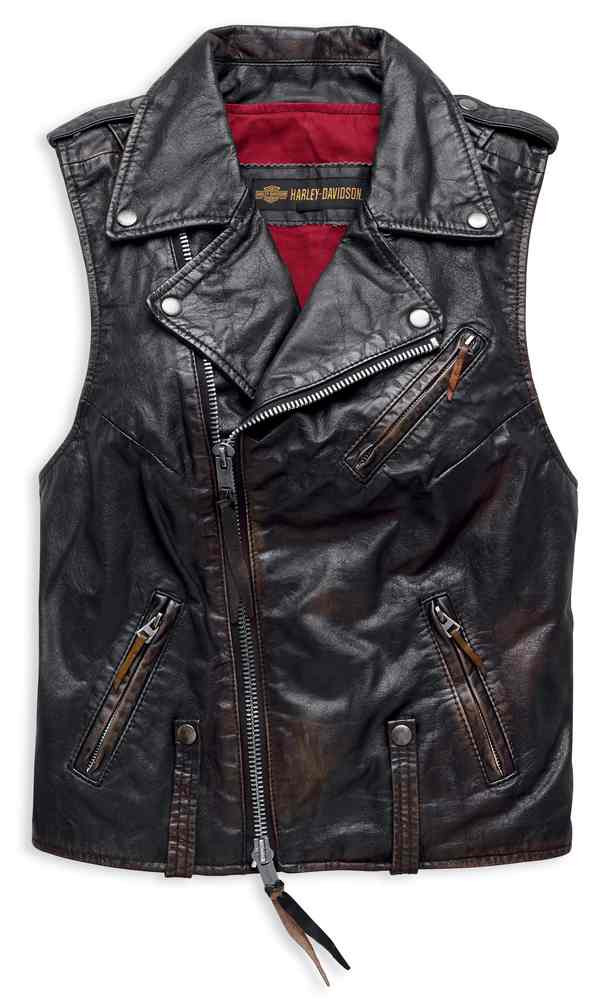 HarleyDavidson® Women's Swingarm Vintage Leather Biker Vest, Black