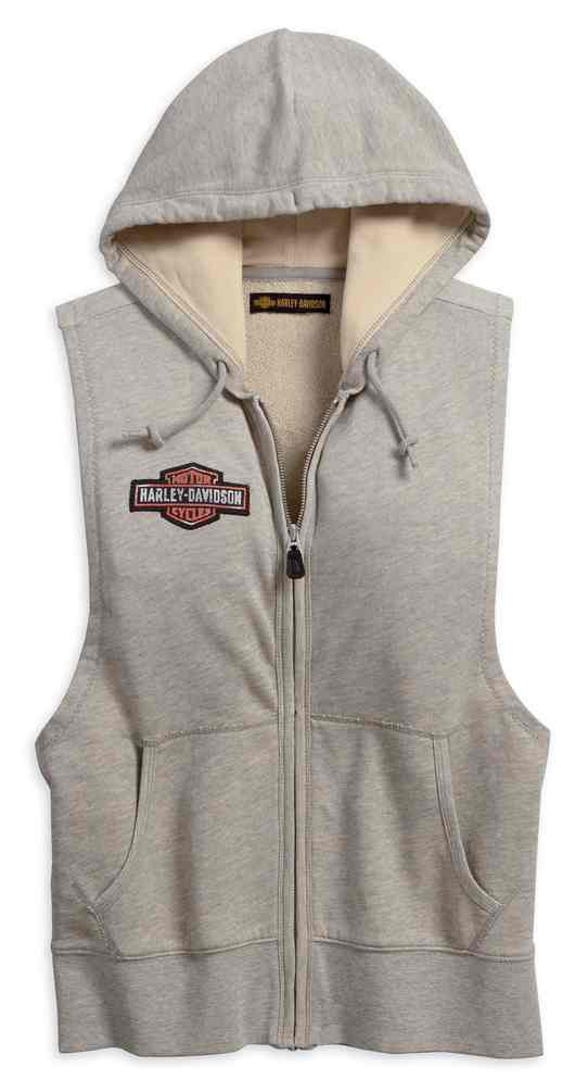 HarleyDavidson® Women's Studded Sleeveless Zipper Hoodie, Khaki 99098