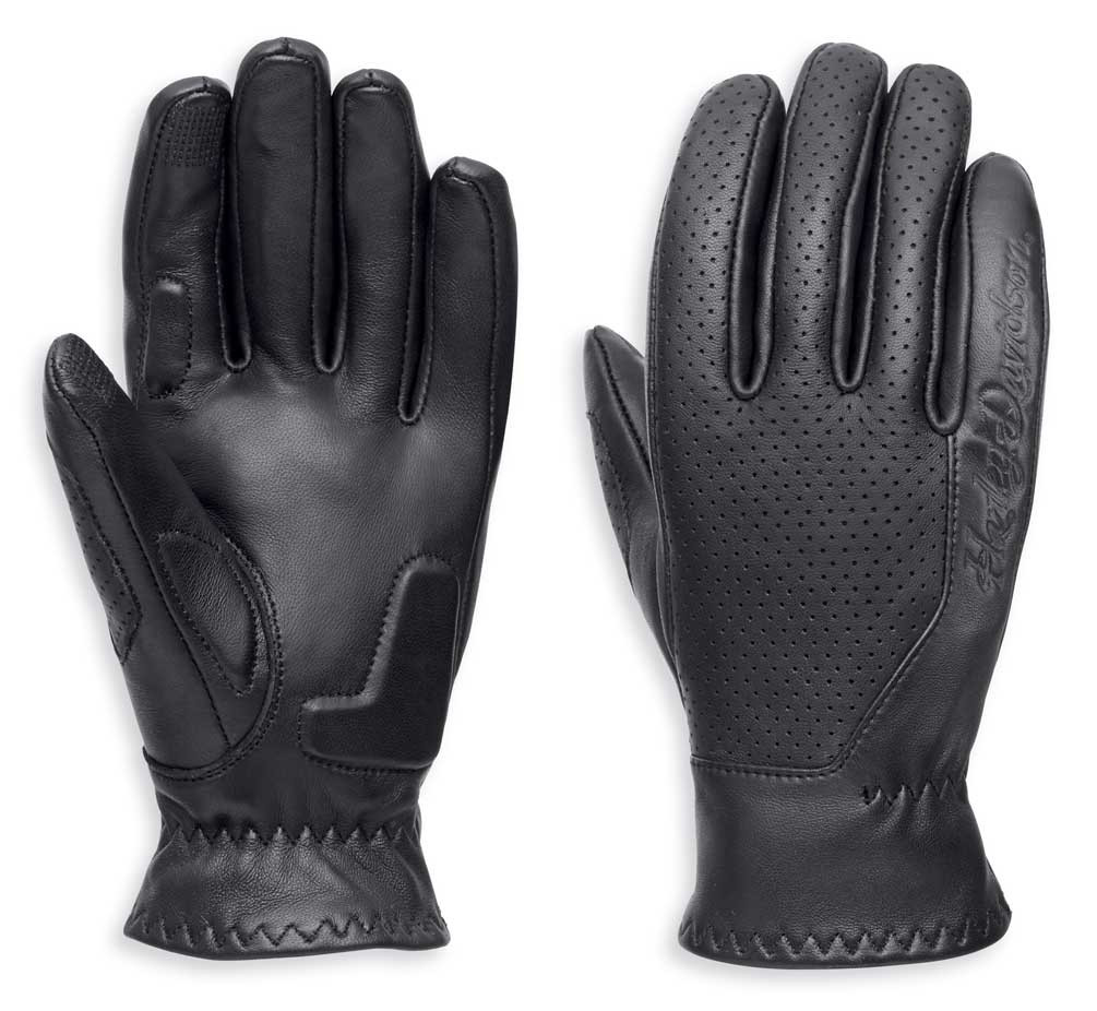 HarleyDavidson® Women's Thayne Perforated Leather Gloves, Black 97118