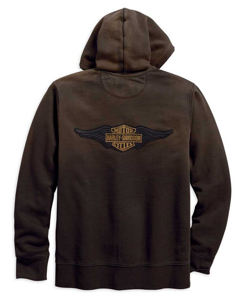 Harley-Davidson® Men's Felt Patch Distressed Slim Fit Zip-Up Hoodie ...