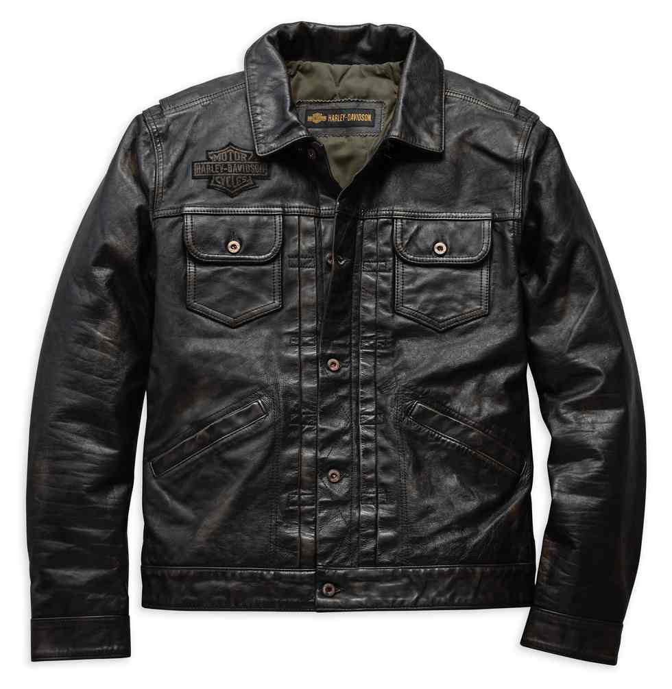 Harley-Davidson® Men's Digger Slim Fit Washed Leather Jacket, Black ...