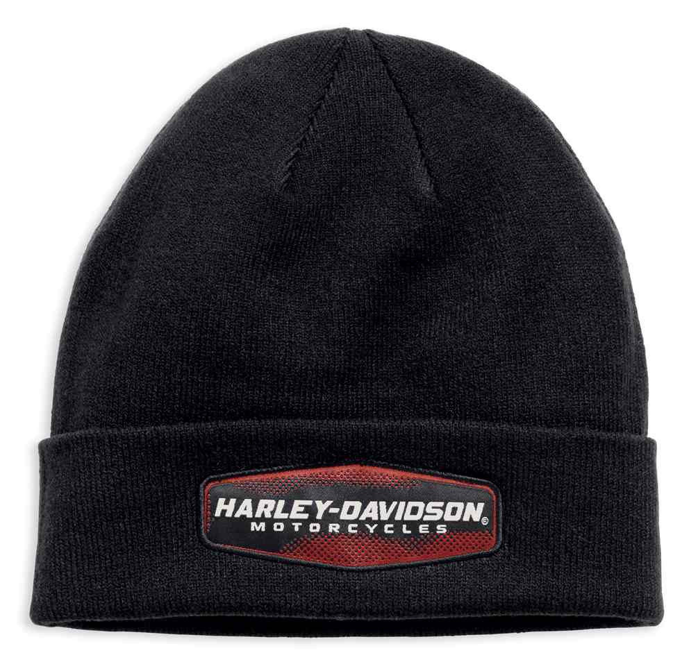 Harley-Davidson® Men's H-D Patch Cuffed Knit Beanie Hat, Black 97779 ...