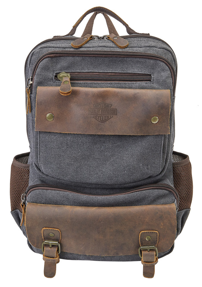 HarleyDavidson® Mustang Vintage Leather & Heather Gray Backpack 99107