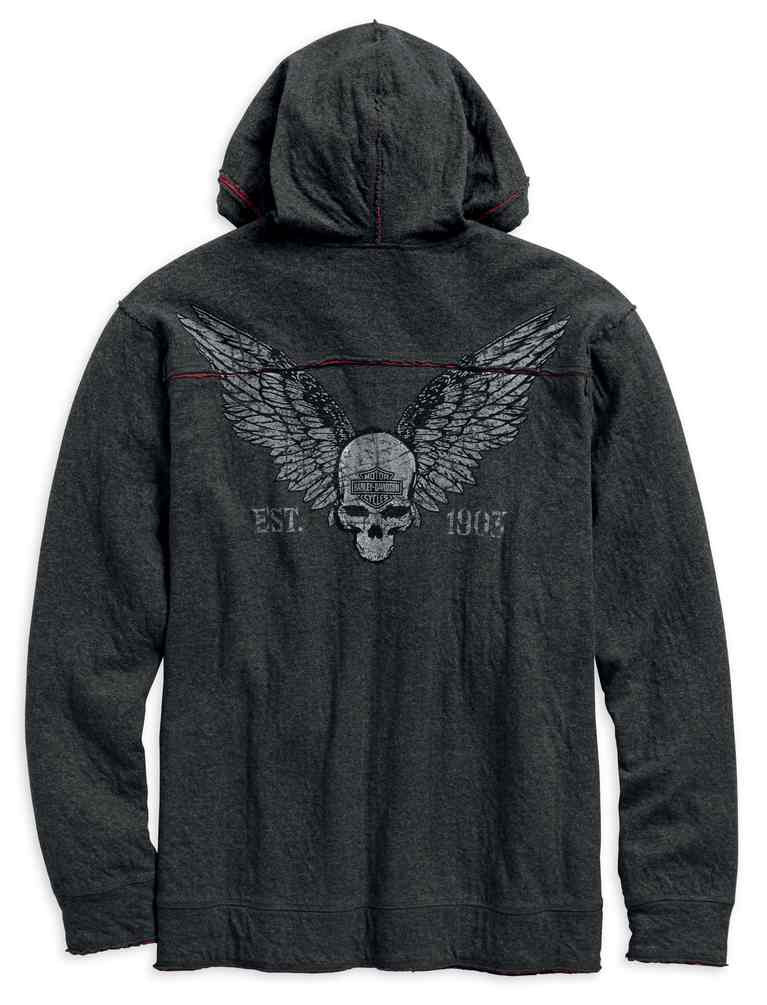 Harley-Davidson® Men's Distressed Winged Skull Zip-Up Hoodie - Black ...