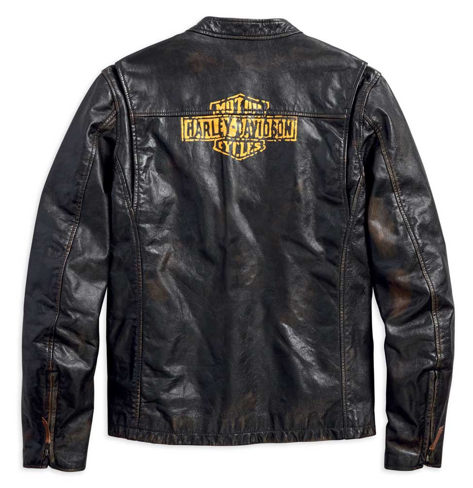 HarleyDavidson® Men's Distressed Slim Fit Leather Jacket, Black