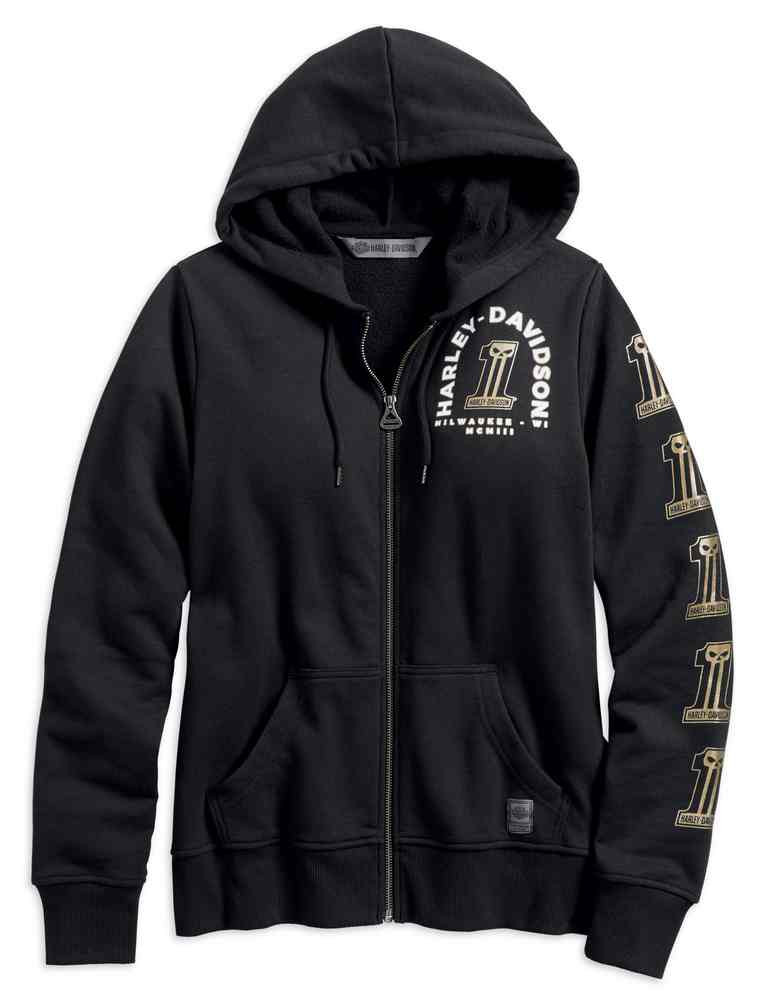 HarleyDavidson® Women's Printed 1 Skull FullZip Hoodie, Black 99241
