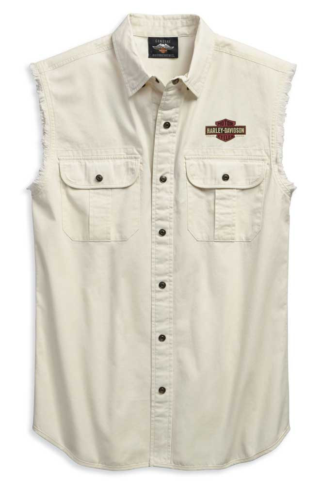 Harley-Davidson® Mens Engine Print Blowout Sleeveless Shirt, Off-White ...