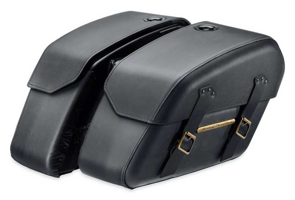 HarleyDavidson® Detachables Brass Trim Saddlebags, Fits Fat Boy Models