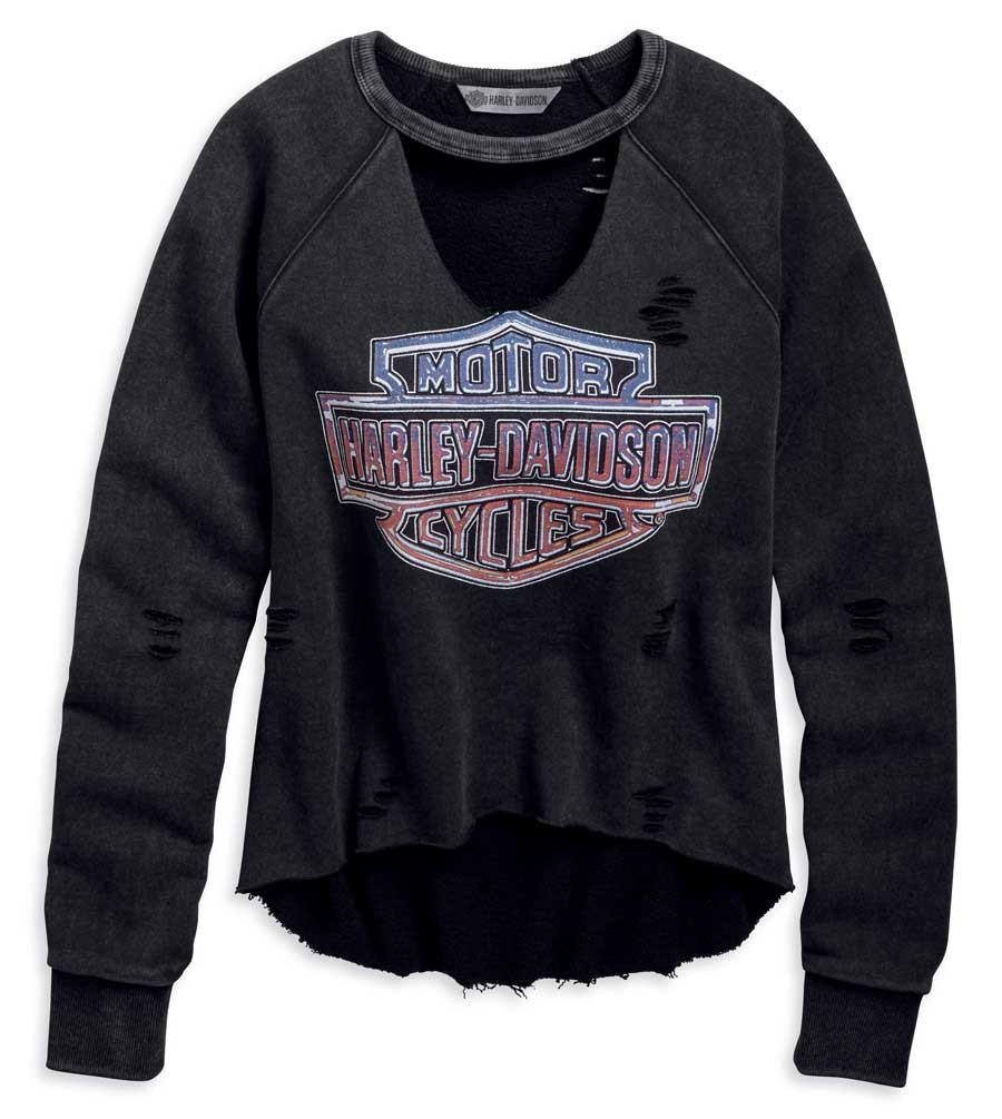 HarleyDavidson® Women's Vintage RawEdge Pullover Sweatshirt Black