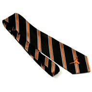 Black Tie with Burnt Orange Band Highlighted in White
Single Burnt Orange Longhorn Logo at Tip
Woven Polyester
