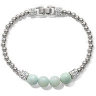 This silver bracelet pairs our stunning Swarovski-encrusted barrels with the whisper-soft hue of natural Amazonite beads.