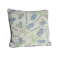 The Bluebonnet Tapestry Pillow features 100% soft cotton.