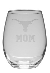 Texas Longhorn Logo Etched Mom Crystal Stemless Wine Glass (ND11C2-MOM)