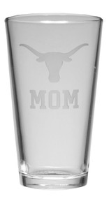 Texas Longhorn Logo Etched Mom Crystal Pub Glass (X0BC2-MOM)