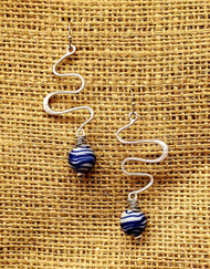 Treska Finds Snake Bar & Blue Ceramic Bead Earrings (TRFF2221)