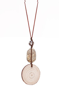 Treska Vintage Finds Corded Long Natural Element Pendant Necklace (FVTR1027)