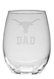 Texas Longhorn Logo Etched Dad Crystal Stemless Wine Glass (ND11C2-DAD)