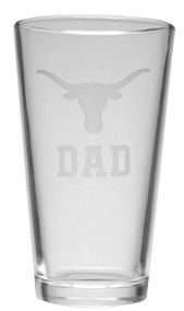 Texas Longhorn Logo Etched Dad Crystal Pub Glass (X0BC2-DAD)