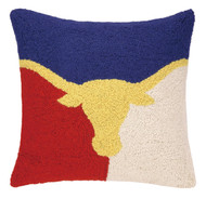 Longhorn in Red/White & Blue Hook Pillow (30HRS56C18SQ)
