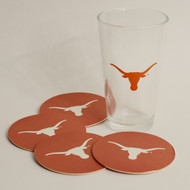 Texas Longhorn Logo Mixing Glass/4 Coaster Set (LOGOPINTGLASS)