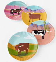 Longhorn Colored Background Melamine "Paper" Plates (Set of 4) ME0525