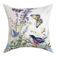 Watercolor Birds & Butterflies Climaweave Pillow (SLWCBA) WHT/MULTI
