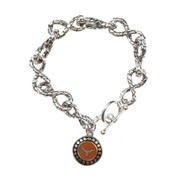 Texas Longhorn Link Bracelet with Silver & Gold Two-Tone Disk 