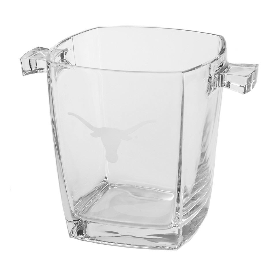 vintage glass ice bucket with metal handle