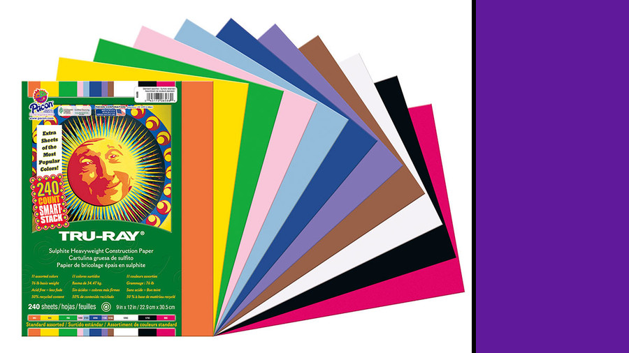Tru-Ray Heavyweight Construction Paper Purple 9 x 12 50 Sheets