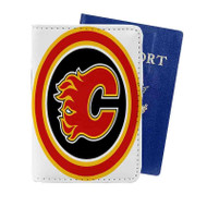 Onyourcases Calgary Flames NHL Custom Passport Wallet Case With Credit Card Holder Awesome Personalized PU Leather Travel Trip Vacation Baggage Cover