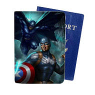 Onyourcases Batman vs Captain America Custom Passport Wallet Case With Credit Card Holder Top Awesome Personalized PU Leather Travel Trip Vacation Baggage Cover