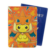 Onyourcases Pikachu as Mega Charizard Pokemon Custom Passport Wallet Case With Credit Card Holder Top Awesome Personalized PU Leather Travel Trip Vacation Baggage Cover