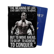 Onyourcases Arnold Schwarzenegger Motivational Quotes Custom Passport Wallet Case With Credit Card Holder Awesome Personalized PU Leather Travel Trip Vacation Top Baggage Cover