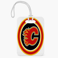 Onyourcases Calgary Flames NHL Custom Luggage Tags Personalized Name PU Leather Luggage Tag With Strap Awesome Baggage Hanging Suitcase Bag Tags Name ID Labels Travel Bag Accessories