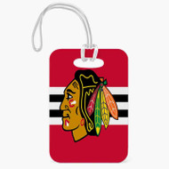 Onyourcases Chicago Blackhawks NHL Custom Luggage Tags Personalized Name PU Leather Luggage Tag With Strap Awesome Baggage Hanging Suitcase Bag Tags Name ID Labels Travel Bag Accessories