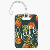 Onyourcases pineapple hello Custom Luggage Tags Personalized Name PU Leather Luggage Tag With Strap Awesome Baggage Hanging Suitcase Bag Tags Name ID Labels Travel Bag Accessories