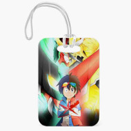 Onyourcases Tengen Toppa Gurren Lagann X Digimon Xros Wars Custom Luggage Tags Personalized Name PU Top Leather Luggage Tag With Strap Awesome Baggage Hanging Suitcase Bag Tags Name ID Labels Travel Bag Accessories