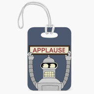 Onyourcases Futurama Bender Applause Custom Luggage Tags Personalized Name PU Leather Luggage Tag Top With Strap Awesome Baggage Hanging Suitcase Bag Tags Name ID Labels Travel Bag Accessories