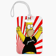 Onyourcases Homer Simpsons Metallica Custom Luggage Tags Personalized Name PU Leather Luggage Tag Top With Strap Awesome Baggage Hanging Suitcase Bag Tags Name ID Labels Travel Bag Accessories