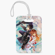 Onyourcases Kirito and Asuna Sword Art Online Custom Luggage Tags Personalized Name PU Leather Luggage Tag Top With Strap Awesome Baggage Hanging Suitcase Bag Tags Name ID Labels Travel Bag Accessories