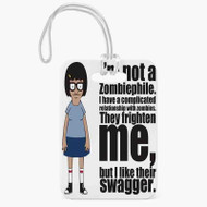 Onyourcases Tina Belcher I am Not Zombiephile Custom Luggage Tags Personalized Name PU Leather Luggage Tag Top With Strap Awesome Baggage Hanging Suitcase Bag Tags Name ID Labels Travel Bag Accessories