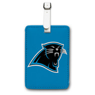 Onyourcases Carolina Panthers NFL Art Custom Luggage Tags Personalized Name PU Leather Luggage Tag With Strap Awesome Top Baggage Hanging Suitcase Bag Tags Name ID Labels Travel Bag Accessories