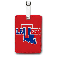 Onyourcases Louisiana Tech Bulldogs Custom Luggage Tags Personalized Name PU Leather Luggage Tag With Strap Awesome Top Baggage Hanging Suitcase Bag Tags Name ID Labels Travel Bag Accessories