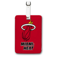 Onyourcases Miami Heat NBA Art Custom Luggage Tags Personalized Name PU Leather Luggage Tag With Strap Awesome Top Baggage Hanging Suitcase Bag Tags Name ID Labels Travel Bag Accessories