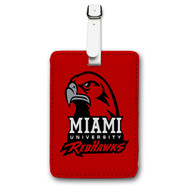 Onyourcases Miami Red Hawks Custom Luggage Tags Personalized Name PU Leather Luggage Tag With Strap Awesome Top Baggage Hanging Suitcase Bag Tags Name ID Labels Travel Bag Accessories