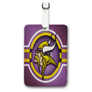 Onyourcases Minnesota Vikings NFL Custom Luggage Tags Personalized Name PU Leather Luggage Tag With Strap Awesome Top Baggage Hanging Suitcase Bag Tags Name ID Labels Travel Bag Accessories